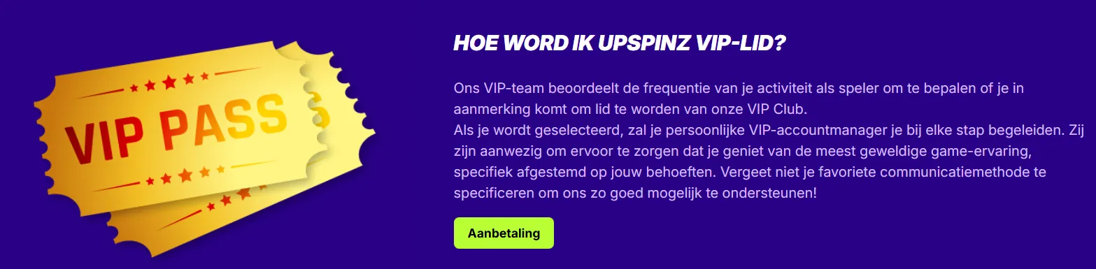 UpSpinz Casino VIP programma met exclusieve voordelen